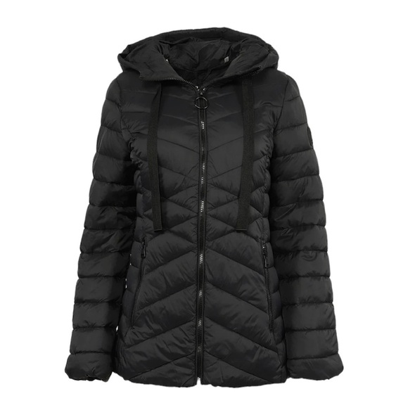 (NWT) Madden Girl Women's Hooded Packable Puffer Jacket in Black, Medium - Picture 2 of 13